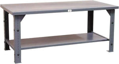 Strong Hold - 72 Wide x 36" Deep x 30" High, UHMW Work Table - Flat Top, Angle Legs, Dark Gray - USA Tool & Supply