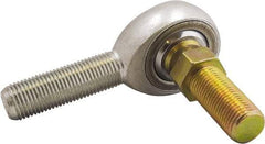 Made in USA - 3/4" ID, 1-3/4" Max OD, 28,090 Lb Max Static Cap, Male Spherical Rod End with Stud - 3/4-16 LH, 1-3/4" Shank Length, Alloy Steel with Steel Raceway - USA Tool & Supply