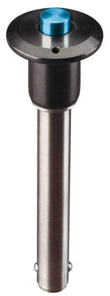Jergens - 5/8" Diam, 1-1/2" Usable Length, Button Handle, Push Button Quick Release Pin - 3-3/4" Overall Length, Grade 17-4 Stainless Steel, Passivated Finish - USA Tool & Supply
