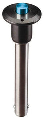 Jergens - 5/8" Diam, 1-1/2" Usable Length, Button Handle, Push Button Quick Release Pin - 3-3/4" Overall Length, Grade 17-4 Stainless Steel, Passivated Finish - USA Tool & Supply