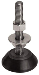 Mason Ind. - 150 Lb Capacity, 3/8-16 Thread, 3-3/8" OAL, Steel Stud, Studded Socket Mount Leveling Mount - 2-1/2" Stud Length, 2-1/4" Base Diam, Neoprene Pad with Steel Glide - USA Tool & Supply