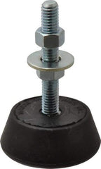 Mason Ind. - 150 Lb Capacity, 3/8-16 Thread, 3-3/8" OAL, Steel Stud, Studded Socket Mount Leveling Mount - 2-1/2" Stud Length, 2-1/4" Base Diam, Neoprene Pad with Steel Glide - USA Tool & Supply