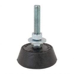 Mason Ind. - 250 Lb Capacity, 3/8-16 Thread, 3-3/8" OAL, Steel Stud, Studded Socket Mount Leveling Mount - 2-1/2" Stud Length, 2-1/4" Base Diam, Neoprene Pad with Steel Glide - USA Tool & Supply