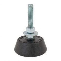 Mason Ind. - 250 Lb Capacity, 3/8-16 Thread, 3-3/8" OAL, Steel Stud, Studded Socket Mount Leveling Mount - 2-1/2" Stud Length, 2-1/4" Base Diam, Neoprene Pad with Steel Glide - USA Tool & Supply