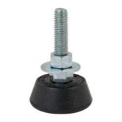 Mason Ind. - 1000 Lb Capacity, 1/2-13 Thread, 3-3/8" OAL, Steel Stud, Studded Socket Mount Leveling Mount - 2-1/2" Stud Length, 2-1/4" Base Diam, Neoprene Pad with Steel Glide - USA Tool & Supply