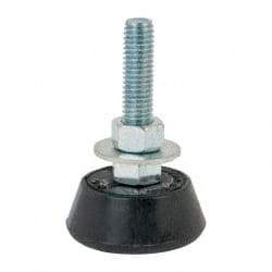 Mason Ind. - 600 Lb Capacity, 1/2-13 Thread, 3-3/8" OAL, Steel Stud, Studded Socket Mount Leveling Mount - 2-1/2" Stud Length, 2-1/4" Base Diam, Neoprene Pad with Steel Glide - USA Tool & Supply