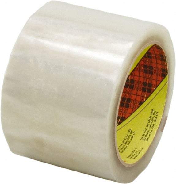 3M - 72mm x 914m Clear Rubber Adhesive Sealing Tape - Polypropylene Film Backing, 1.9 mil Thick, 22 Lb Tensile Strength, Series 371 - USA Tool & Supply