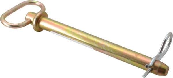 Made in USA - 5/8" Pin Diam, 6-3/4" Long, Zinc Plated Steel Pull Ring Hitch Pin - 6" Usable Length - USA Tool & Supply