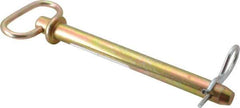 Made in USA - 5/8" Pin Diam, 6-3/4" Long, Zinc Plated Steel Pull Ring Hitch Pin - 6" Usable Length - USA Tool & Supply