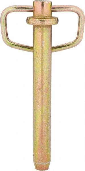 Made in USA - 3/4" Pin Diam, 6" Long, Zinc Plated Steel Pull Ring Hitch Pin - 5-1/4" Usable Length - USA Tool & Supply