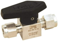 Parker - 3/8" Pipe, 3,000 psi WOG Rating, 316 Stainless Steel, Inline, One Way Instrumentation Plug Valve - Wedge Handle, Viton Seal - USA Tool & Supply