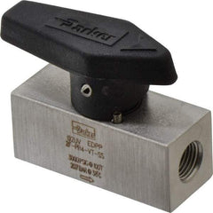 Parker - 1/8" Pipe, 3,000 psi WOG Rating, 316 Stainless Steel, Inline, One Way Instrumentation Plug Valve - Wedge Handle, FNPT x FNPT End Connections, Viton Seal - USA Tool & Supply