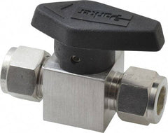 Parker - 1/2" Pipe, 3,000 psi WOG Rating, 316 Stainless Steel, Inline, One Way Instrumentation Plug Valve - Wedge Handle, Viton Seal - USA Tool & Supply