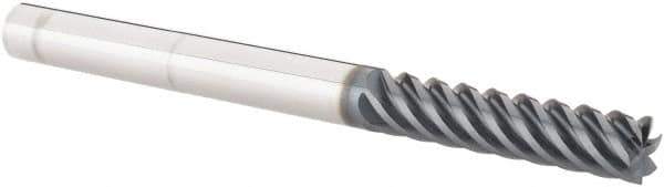 Iscar - 1/4", 1" LOC, 1/4" Shank Diam, 3" OAL, 6 Flute, Solid Carbide Square End Mill - Single End, TiAlN Finish, Spiral Flute, 45° Helix, Right Hand Cut, Right Hand Flute - USA Tool & Supply