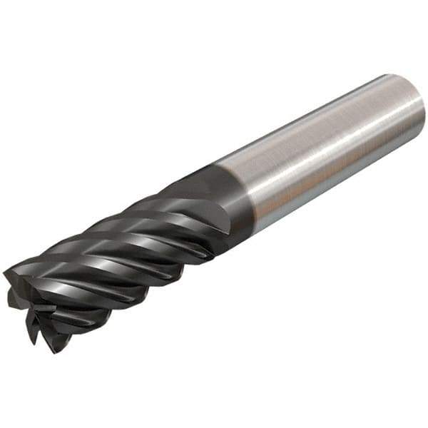 Iscar - 0.437", 1" LOC, 7/16" Shank Diam, 2-3/4" OAL, 6 Flute, Solid Carbide Square End Mill - Single End, TiAlN Finish, Spiral Flute, 45° Helix, Centercutting, Right Hand Cut, Right Hand Flute - USA Tool & Supply