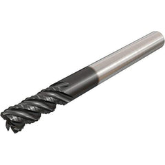 Iscar - 12mm Diam, Coarse Pitch, 24mm LOC, 4 Flute Solid Carbide 45° Corner Chamfer Roughing End Mill - TiAlN Finish, 83mm OAL, 12mm Shank Diam, Single End, Centercutting, 45° Helix - USA Tool & Supply