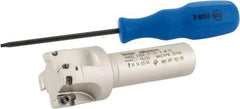 Iscar - 1-1/4" Cut Diam, 0.394" Max Depth of Cut, 3/4" Shank Diam, 3-1/2" OAL, Indexable Square Shoulder End Mill - AP..1003.., HM90 AP..1003.. Inserts, Weldon Shank, 90° Lead Angle, Series Heli2000 - USA Tool & Supply