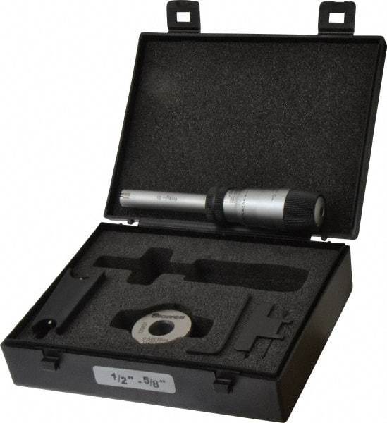 Starrett - 1/2" to 5/8", 2-7/16" Gage Depth, Mechanical Inside Hole Micrometer - 0.0003" Graduation, 0.00015" Accuracy, Ratchet Stop Thimble - USA Tool & Supply