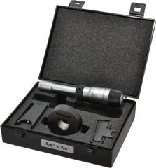 Starrett - 5/8" to 3/4", 2-7/16" Gage Depth, Mechanical Inside Hole Micrometer - 0.0003" Graduation, 0.00015" Accuracy, Ratchet Stop Thimble - USA Tool & Supply