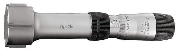 Starrett - 25 to 35mm, 66mm Gage Depth, Mechanical Inside Micrometer - 0.005mm Graduation, 0.004mm Accuracy, Ratchet Stop Thimble - USA Tool & Supply