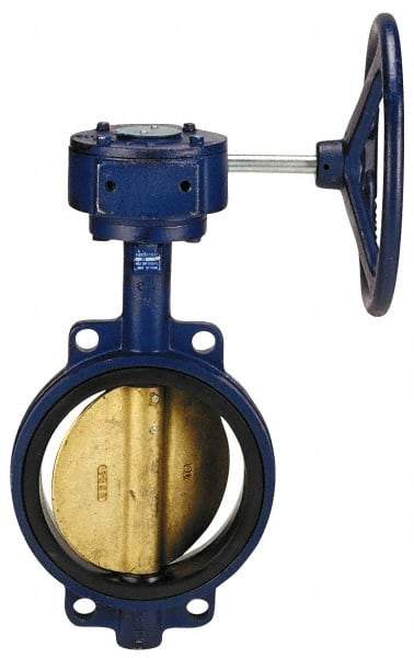 NIBCO - 12" Pipe, Wafer Butterfly Valve - Gear Handle, Cast Iron Body, EPDM Seat, 200 WOG, Aluminum Bronze Disc, Stainless Steel Stem - USA Tool & Supply
