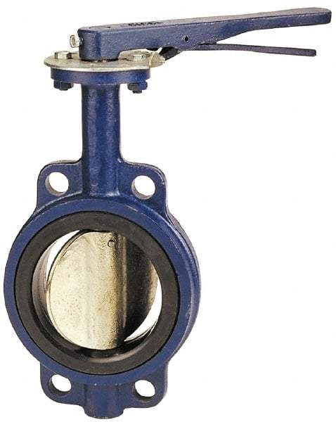 NIBCO - 2-1/2" Pipe, Wafer Butterfly Valve - Lever Handle, Cast Iron Body, Buna-N Seat, 200 WOG, Ductile Iron Disc, Stainless Steel Stem - USA Tool & Supply
