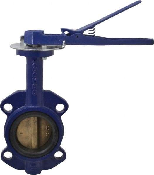 NIBCO - 3" Pipe, Wafer Butterfly Valve - Lever Handle, Cast Iron Body, EPDM Seat, 200 WOG, Aluminum Bronze Disc, Stainless Steel Stem - USA Tool & Supply