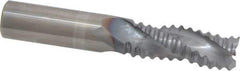 Niagara Cutter - 1/2" Diam, Coarse Pitch, 1-1/4" LOC, 3 Flute Solid Carbide Corner Chamfer Roughing End Mill - TiCN Finish, 3" OAL, 1/2" Shank Diam, Single End, Centercutting, 30° Helix - USA Tool & Supply