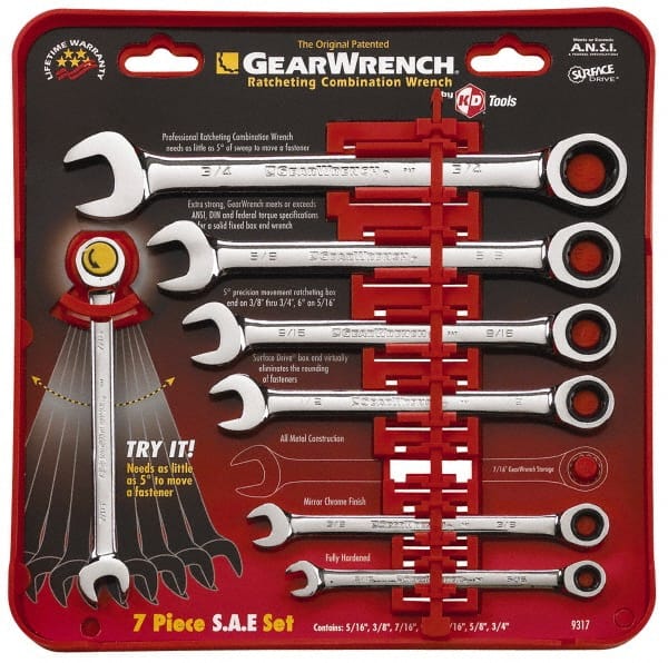 KD TOOLS - 7 Piece, 8 to 18mm Combination Wrench Set - USA Tool & Supply