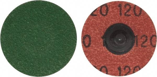 Merit Abrasives - 1-1/2" Disc Diam, 120 Grit, Zirconia Alumina Quick Change Disc - Type R Attaching System, Coated, Blue, Fine Grade, 30,000 RPM, R801 Series - USA Tool & Supply