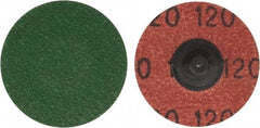 Merit Abrasives - 1-1/2" Disc Diam, 120 Grit, Zirconia Alumina Quick Change Disc - Type R Attaching System, Coated, Blue, Fine Grade, 30,000 RPM, R801 Series - USA Tool & Supply
