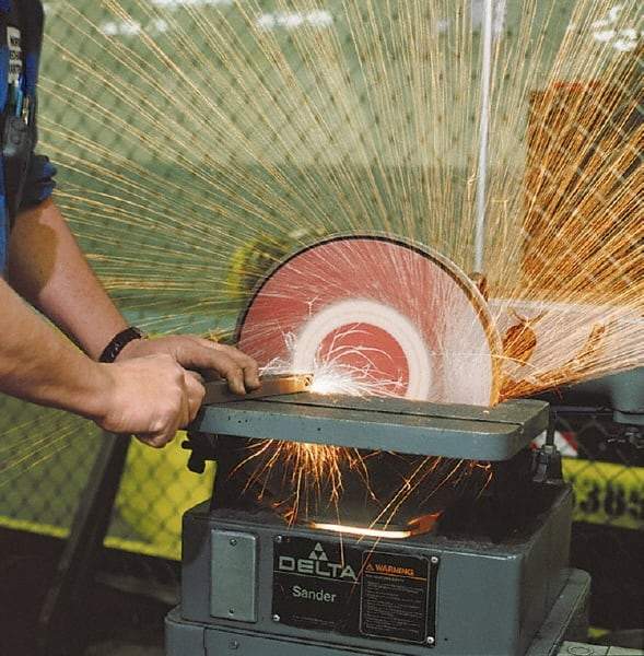 Merit Abrasives - 9" Diam, 24 Grit Aluminum Oxide Adhesive PSA Disc - Very Coarse, Black, Cloth Backing, Flexible - USA Tool & Supply