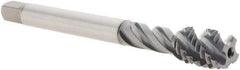 Emuge - 1/2-13 UNC 4 Flute 2B Bottoming Spiral Flute Tap - Cobalt, TiCN Finish, 4.331" OAL, Right Hand Flute, Right Hand Thread - USA Tool & Supply