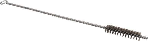 Schaefer Brush - 3" Long x 5/8" Diam Stainless Steel Long Handle Wire Tube Brush - Single Spiral, 15" OAL, 0.006" Wire Diam, 3/8" Shank Diam - USA Tool & Supply