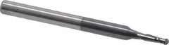 Accupro - 1/16" Diam, 3/16" LOC, 2 Flute Solid Carbide Ball End Mill - AlTiN Finish, Single End, 1-1/2" OAL, 1/8" Shank Diam, Spiral Flute - USA Tool & Supply