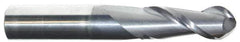 Accupro - 1/2" Diam, 3" LOC, 2 Flute Solid Carbide Ball End Mill - AlTiN Finish, Single End, 6" OAL, 1/2" Shank Diam, Spiral Flute - USA Tool & Supply
