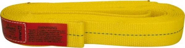 Lift-All - 12' Long x 2" Wide, 6,400 Lb Vertical Capacity, 1 Ply, Polyester Web Sling - 5,000 Lb Choker Capacity, Yellow - USA Tool & Supply