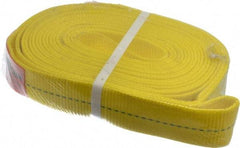 Lift-All - 18' Long x 2" Wide, 9,600 Lb Vertical Capacity, 1 Ply, Polyester Web Sling - 7,700 Lb Choker Capacity, Yellow - USA Tool & Supply