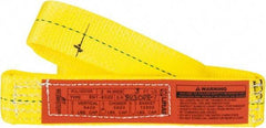 Lift-All - 3' Long x 2" Wide, 6,400 Lb Vertical Capacity, 1 Ply, Polyester Web Sling - 5,000 Lb Choker Capacity, Yellow - USA Tool & Supply