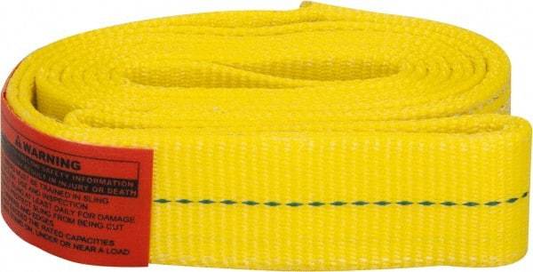 Lift-All - 6' Long x 2" Wide, 6,400 Lb Vertical Capacity, 1 Ply, Polyester Web Sling - 5,000 Lb Choker Capacity, Yellow - USA Tool & Supply