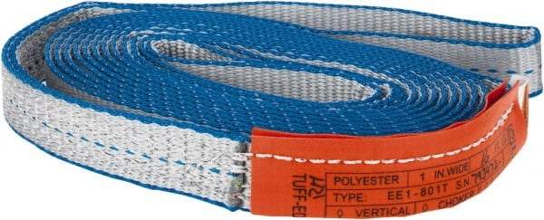 Lift-All - 16' Long x 1" Wide, 1,600 Lb Vertical Capacity, 1 Ply, Polyester Web Sling - 1,250 Lb Choker Capacity, Silver (Color) - USA Tool & Supply