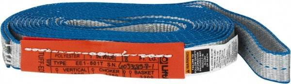 Lift-All - 18' Long x 1" Wide, 1,600 Lb Vertical Capacity, 1 Ply, Polyester Web Sling - 1,250 Lb Choker Capacity, Silver (Color) - USA Tool & Supply