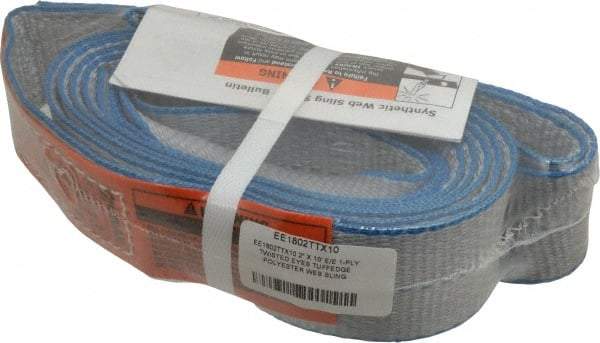 Lift-All - 10' Long x 2" Wide, 3,200 Lb Vertical Capacity, 1 Ply, Polyester Web Sling - 2,500 Lb Choker Capacity, Silver (Color) - USA Tool & Supply