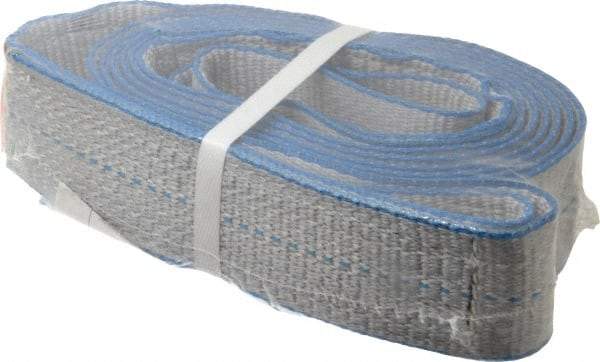 Lift-All - 12' Long x 2" Wide, 3,200 Lb Vertical Capacity, 1 Ply, Polyester Web Sling - 2,500 Lb Choker Capacity, Silver (Color) - USA Tool & Supply