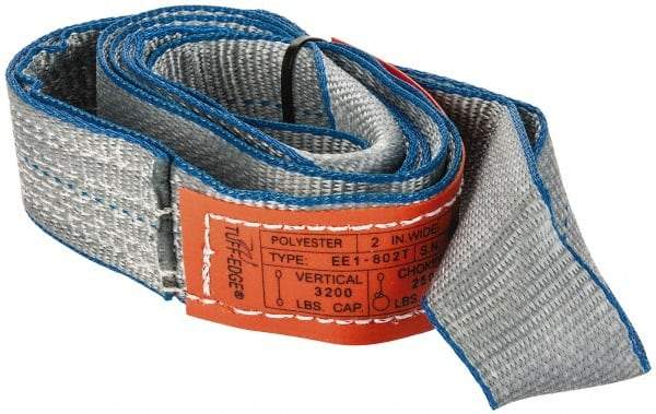 Lift-All - 6' Long x 2" Wide, 3,200 Lb Vertical Capacity, 1 Ply, Polyester Web Sling - 2,500 Lb Choker Capacity, Silver (Color) - USA Tool & Supply