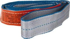 Lift-All - 8' Long x 2" Wide, 3,200 Lb Vertical Capacity, 1 Ply, Polyester Web Sling - 2,500 Lb Choker Capacity, Silver (Color) - USA Tool & Supply
