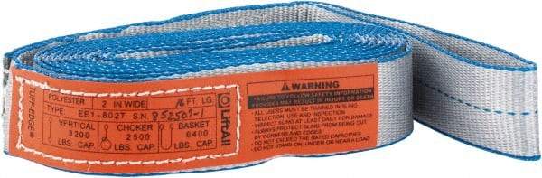 Lift-All - 16' Long x 2" Wide, 3,200 Lb Vertical Capacity, 1 Ply, Polyester Web Sling - 2,500 Lb Choker Capacity, Silver (Color) - USA Tool & Supply