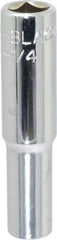 Blackhawk by Proto - 1/4", 1/4" Drive, Deep Hand Socket - 6 Points, 2" OAL, Chrome Finish - USA Tool & Supply