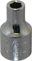 Blackhawk by Proto - 5/32", 1/4" Drive, Standard Hand Socket - 6 Points, 1" OAL, Chrome Finish - USA Tool & Supply