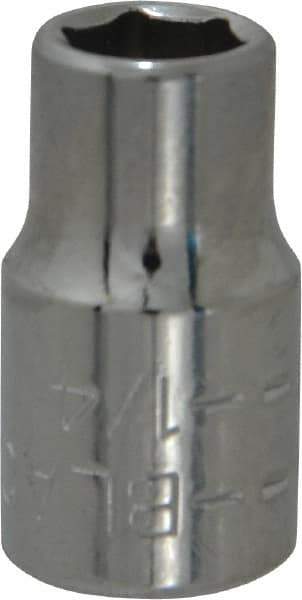 Blackhawk by Proto - 1/4", 1/4" Drive, Standard Hand Socket - 6 Points, 1" OAL, Chrome Finish - USA Tool & Supply